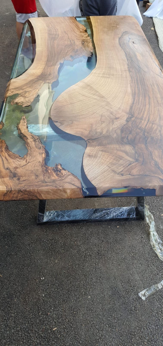 Handmade Epoxy Table, Custom 72” x 36” Walnut Table, Clear Epoxy River Table, Live Edge Table, Custom Order for John M