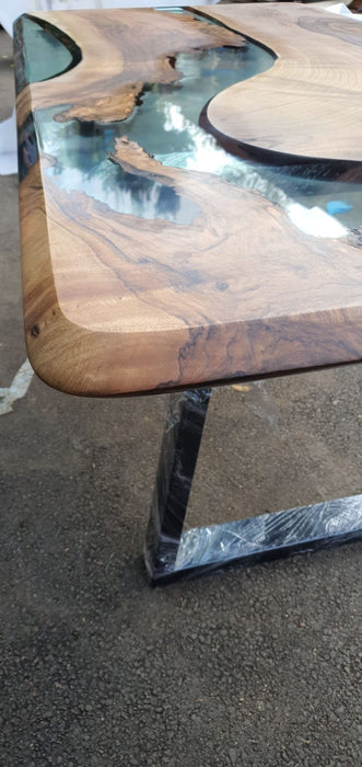 Handmade Epoxy Table, Custom 72” x 36” Walnut Table, Clear Epoxy River Table, Live Edge Table, Custom Order for John M