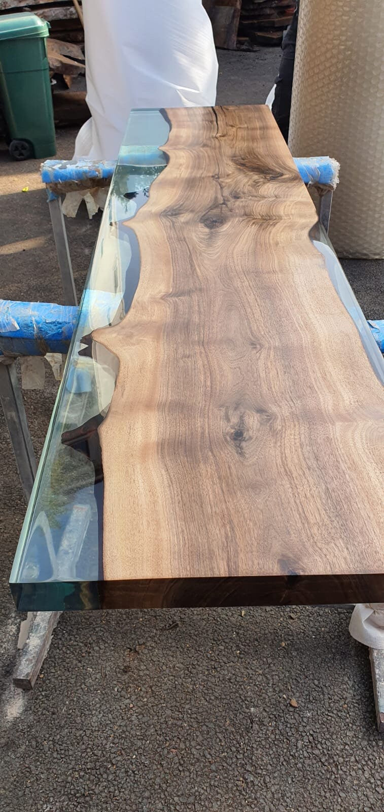 Handmade Epoxy River, Custom 84” x 36” Walnut Clear Table, Epoxy River Dining Table, Live Edge Table, Unique Resin Table, Order for Daliza