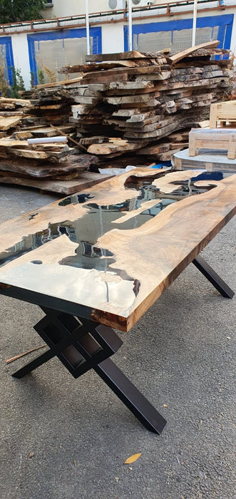 Walnut Dining Table, Custom 72" x 36" Walnut Black Epoxy River Table, River Table, Live Edge Table for Cassandra