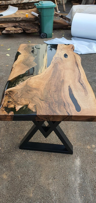 Epoxy Coffee Table, Unique Coffee Table, Epoxy Resin Table, Custom 47” x 27” Walnut Table, Live Edge Coffee Table for Meredith