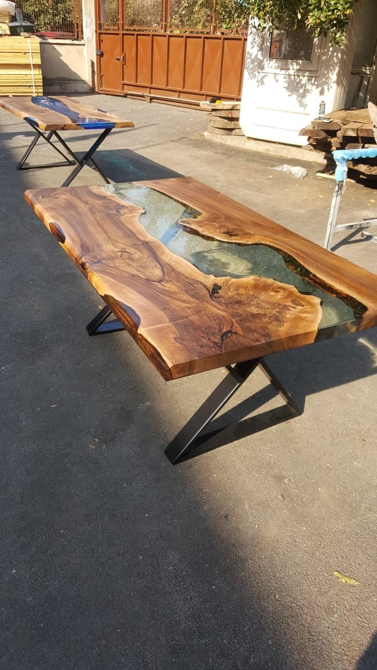 Walnut Dining Table, Custom 70” x 40” Table,  Walnut Clear Epoxy Table, River Table, Live Edge Table, Custom Order for Breanne