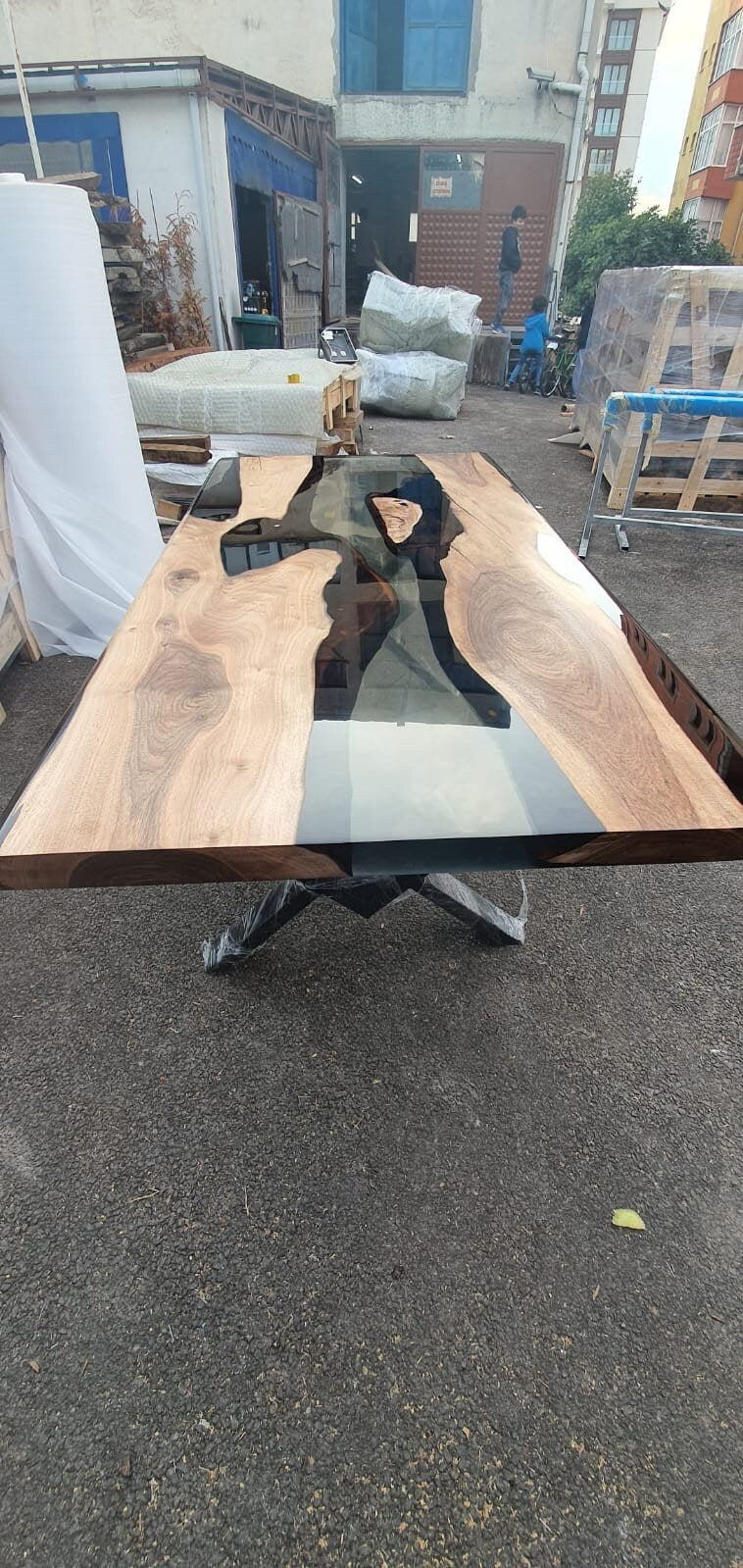 Handmade Epoxy Table, Epoxy Table, Epoxy Dining Table, Custom 72” x 36” Walnut Smoke Gray Table, Epoxy River Table, Order for Kristine D