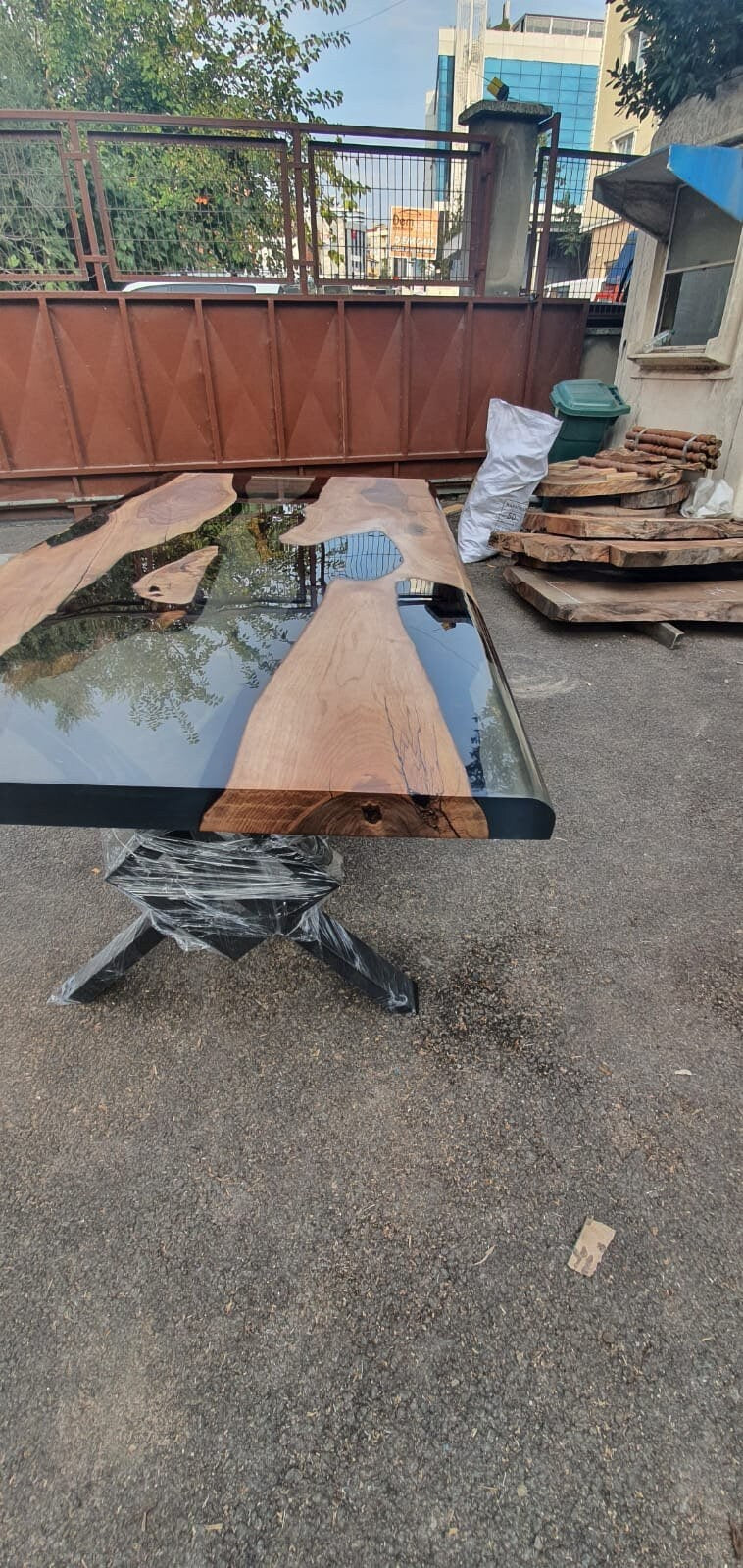 Handmade Epoxy Table, Epoxy Table, Epoxy Dining Table, Custom 72” x 36” Walnut Smoke Gray Table, Epoxy River Table, Order for Kristine D