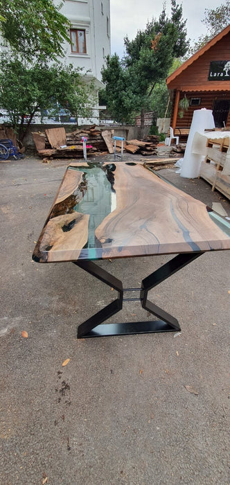 Live Edge Table, Epoxy Resin Table, Epoxy Table, Epoxy Dining Table, Custom 88” x 40” Walnut Clear Epoxy River Dining Table, Order for Piotr