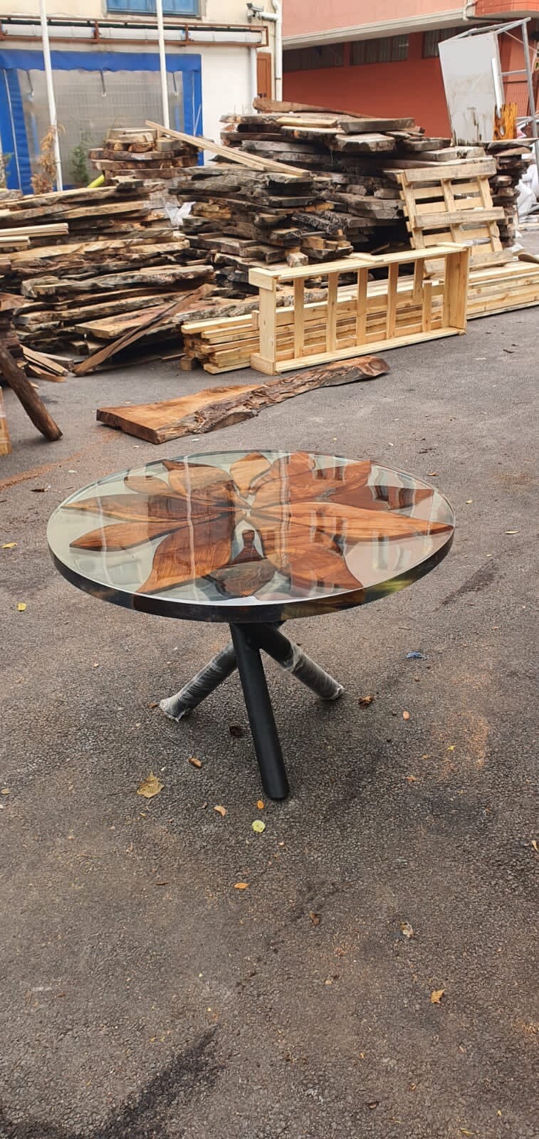 Round Dining Table, Custom 48” Diameter Table, Round Walnut Table, Wood Clear Epoxy Dining Table, Custom Order for McGee