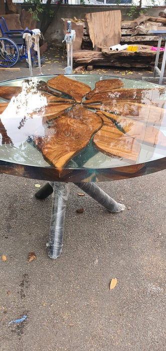 Round Dining Table, Custom 48” Diameter Table, Round Walnut Table, Wood Clear Epoxy Dining Table, Custom Order for McGee