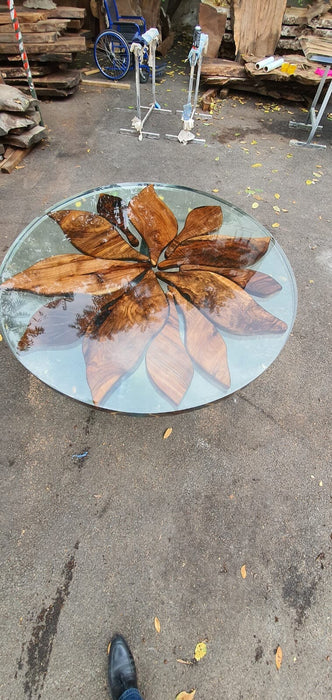 Round Dining Table, Custom 48” Diameter Table, Round Walnut Table, Wood Clear Epoxy Dining Table, Custom Order for McGee