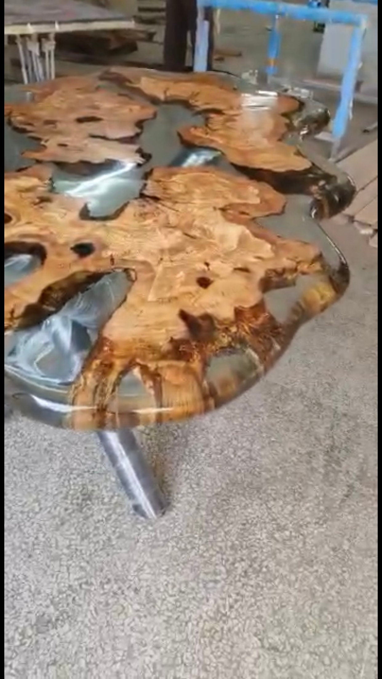 Olive Wood Coffee Table, Epoxy Coffee Table, Custom 48” Diameter Round Table, Olive Wood Epoxy Coffee Table, Custom Order for Carole