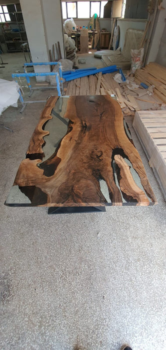 Custom Epoxy Resin Table, Custom 72" x 42" Walnut Table, Epoxy Wood Table, Resin Clear Table, Walnut Dining Table, Clear Epoxy Table Tampa