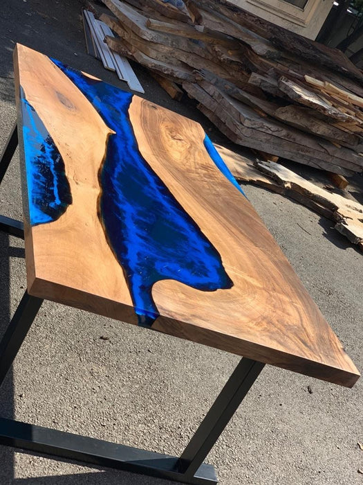 Walnut Dining Table, Epoxy Table, Epoxy Dining Table, Epoxy Table, River Dining Table, Custom 78" x 40"  Ocean Blue Table Order for Regla