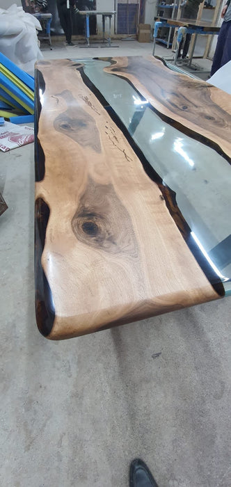 River Table, Epoxy Dining Table, Epoxy Resin Table, Custom 72” x 36” Walnut Table, Clear Epoxy Table, River Table Order for Benjamin L