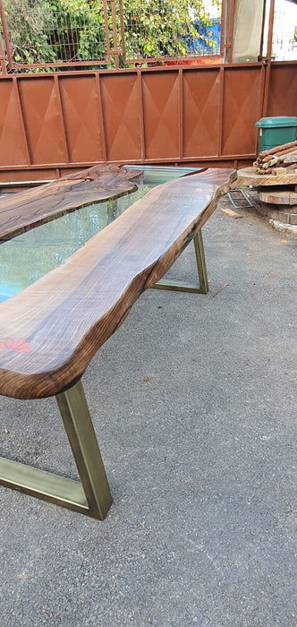 Handmade Epoxy River, Custom 84” x 36” Walnut Clear Table, Epoxy River Dining Table, Live Edge Table, Unique Resin Table, Order for Daliza