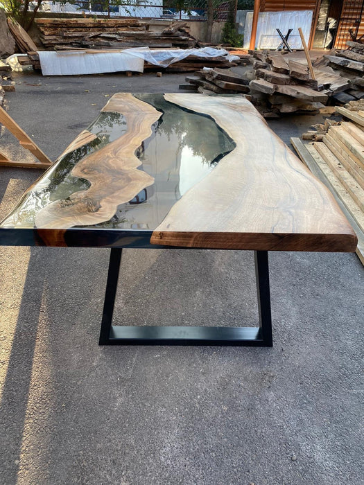 Live Edge Table, Epoxy Dining Table, Epoxy Resin Table, Custom 82" x 38" Walnut Table, Clear Epoxy Resin Table, Custom Table for Collin