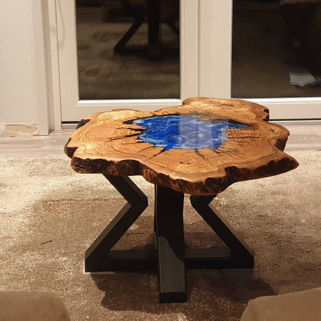 Handmade Coffee Table, Epoxy Coffee Table, Custom 30" Oval Olive Wood Epoxy Table, Handmade Coffee Table, Custom Order for Marcus