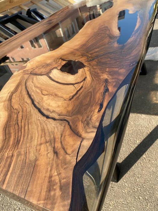 Walnut Dining Table, Epoxy Dining Table, Epoxy Resin Table, Custom 76” x 40” Walnut Smokey Gray Table, Epoxy River Table, Order for Justine