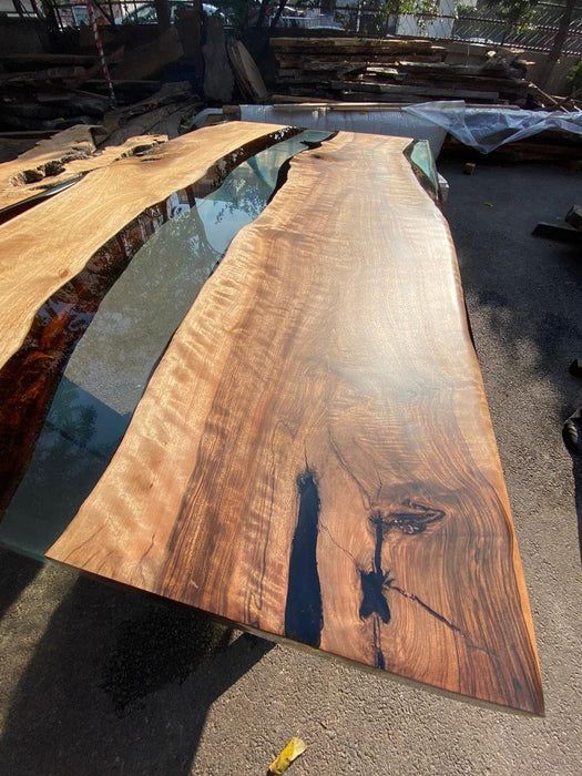 Live Edge Table, Epoxy Dining Table, Epoxy Resin Table, Custom 65” x 36” Walnut Table, Clear Epoxy River Table, Custom Order for Lamis