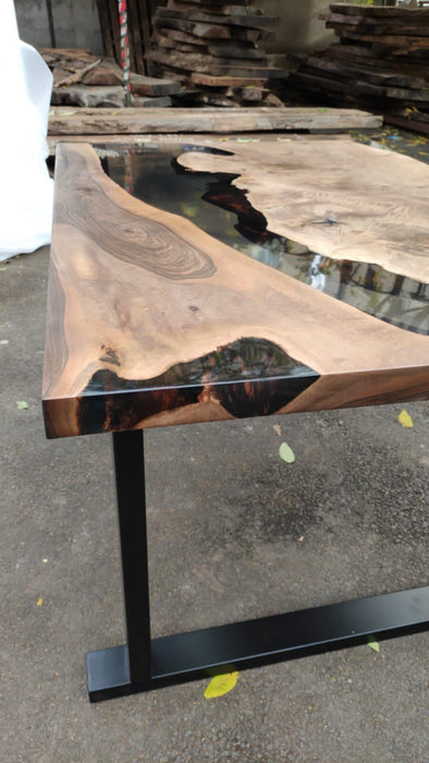 Walnut Dining Table, Epoxy Dining Table, Epoxy Resin Table, Custom 48” x 36” Walnut Smoke Dark Table, Epoxy River Table, Order for Brianna