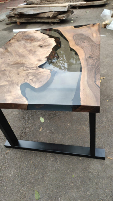 Walnut Dining Table, Epoxy Dining Table, Epoxy Resin Table, Custom 48” x 36” Walnut Smoke Dark Table, Epoxy River Table, Order for Brianna