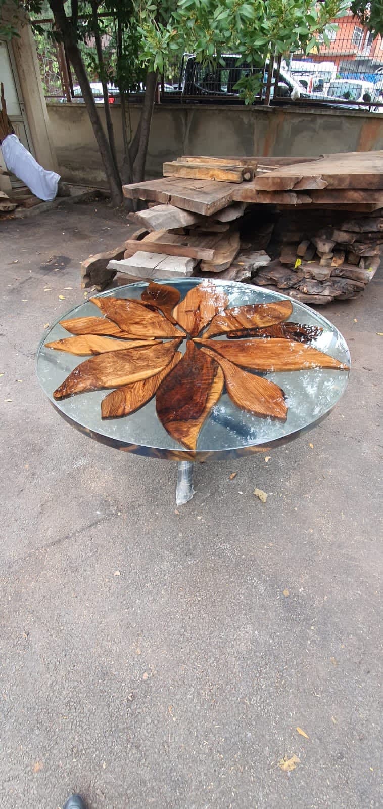 Round Dining Table, Custom 48” Diameter Table, Round Walnut Table, Wood Clear Epoxy Dining Table, Custom Order for McGee