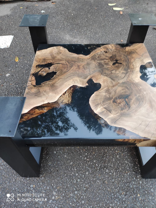 Epoxy Table, Epoxy Dining Table, Walnut Epoxy River Table, Custom 51” x 31” Walnut Black Epoxy Coffee Table, Order for Reya