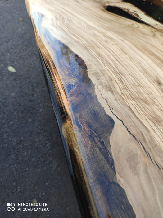 Epoxy Dining Table, Olive Wood Dining Table, Custom 72" x 36" Olive Wood Black Epoxy Table, Custom Order for Daniel