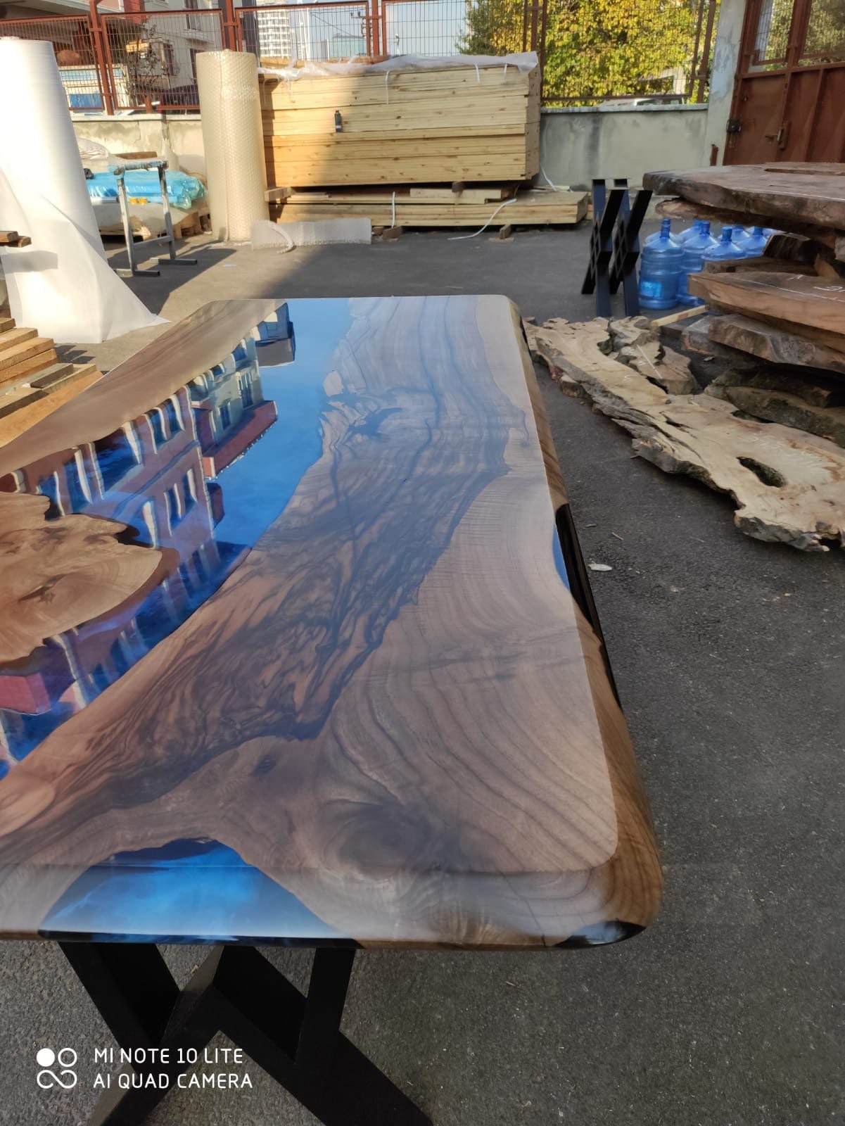 Epoxy Table, Epoxy Dining Table, Walnut Epoxy River Table, Custom 72” x 30” Walnut Blue Epoxy River Dining Table Order for Clinton