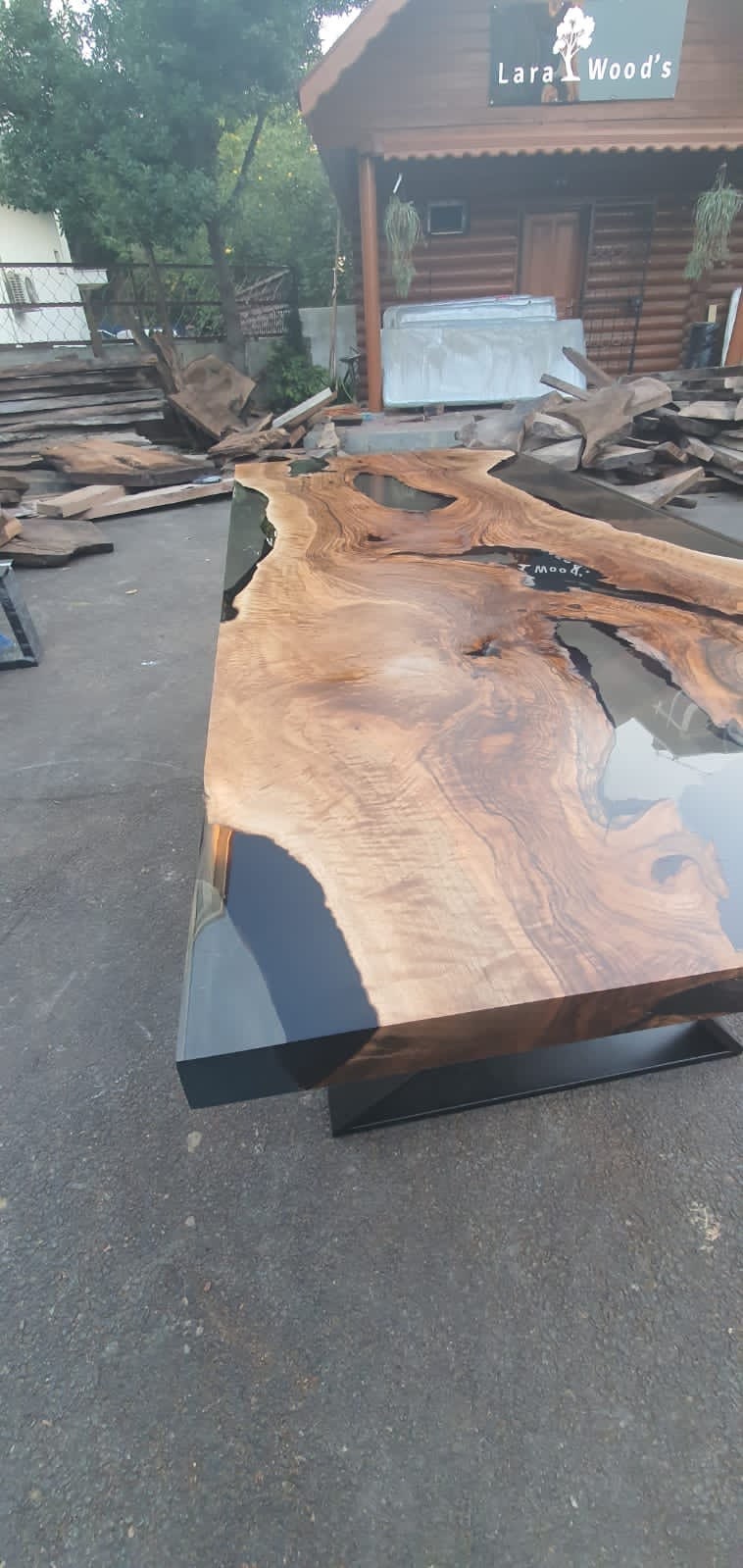 Epoxy Resin Table, Epoxy Dining Table, Walnut Epoxy River Table, Custom 84” x 36” Walnut Smokey Gray Table, Live Edge Table,  for Laura B