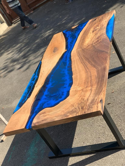 Walnut Dining Table, Epoxy Table, Epoxy Dining Table, Epoxy Table, River Dining Table, Custom 78" x 40"  Ocean Blue Table Order for Regla