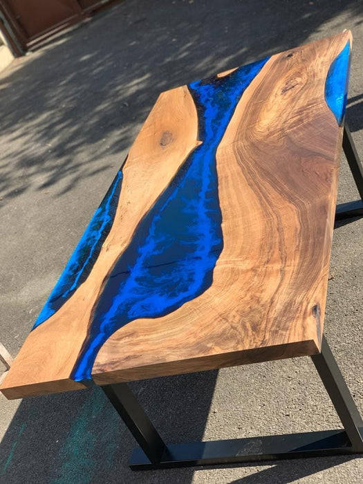 Walnut Dining Table, Epoxy Table, Epoxy Dining Table, Epoxy Table, River Dining Table, Custom 78" x 40"  Ocean Blue Table Order for Regla