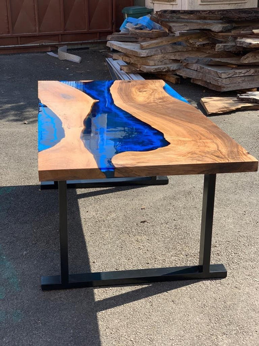 Walnut Dining Table, Epoxy Table, Epoxy Dining Table, Epoxy Table, River Dining Table, Custom 78" x 40"  Ocean Blue Table Order for Regla