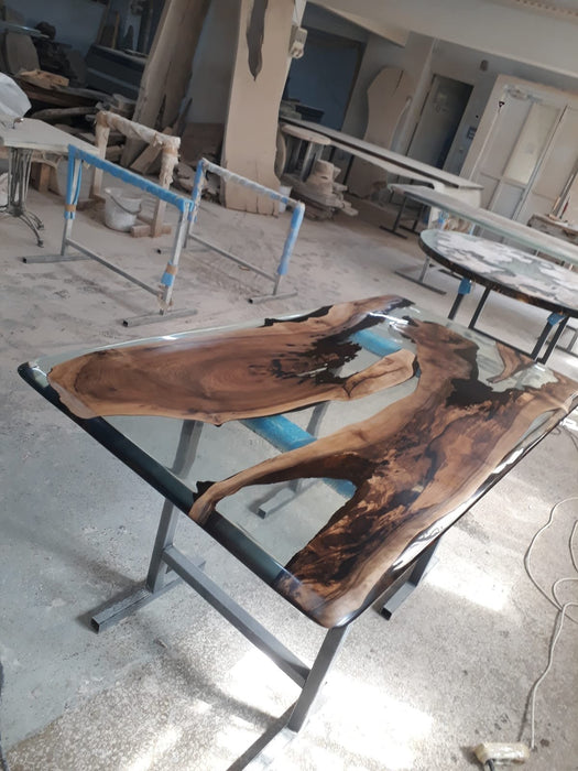 Clear Epoxy, Custom 72" x 36" Wood Table, Epoxy Wood Resin Table, Clear Table, Epoxy, Walnut Dining Table, Ultra Clear Epoxy Table