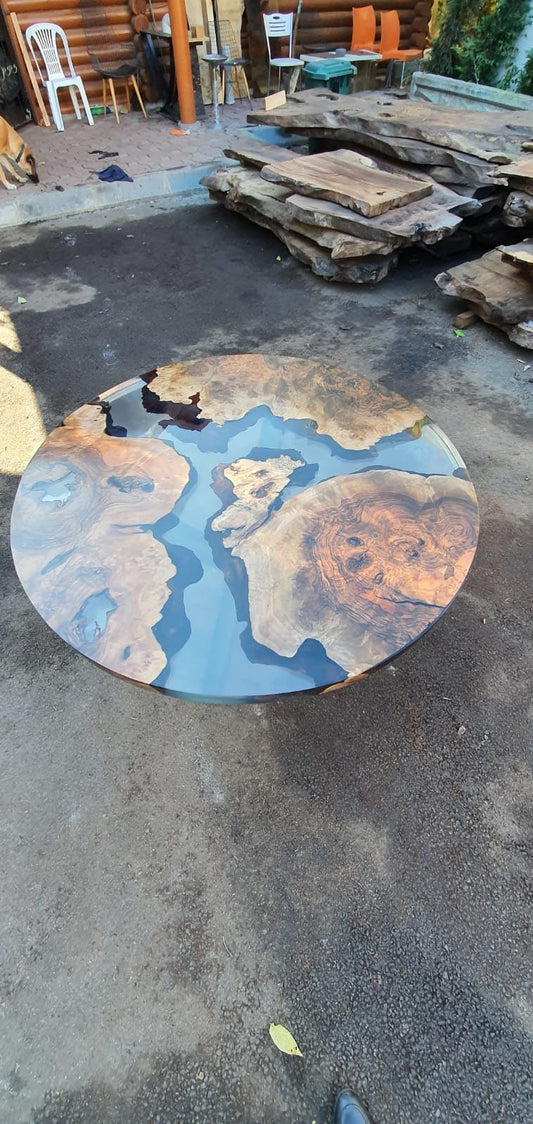 Round Dining Table, Epoxy Dining Table, Epoxy Resin Table, Custom 36” Diameter Round Table, Clear Epoxy Walnut Wood Table Order for Scott