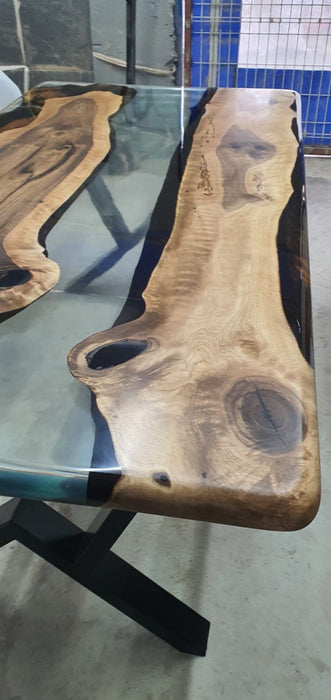 River Table, Epoxy Dining Table, Epoxy Resin Table, Custom 72” x 36” Walnut Table, Clear Epoxy Table, River Table Order for Benjamin L