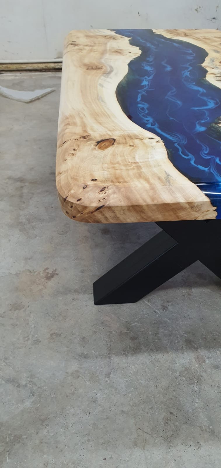 Handmade Epoxy Table, Epoxy Dining Table, Epoxy Resin Table, Custom 48” x 24” Poplar Wood Blue Epoxy Table, River Table, Order for Paul