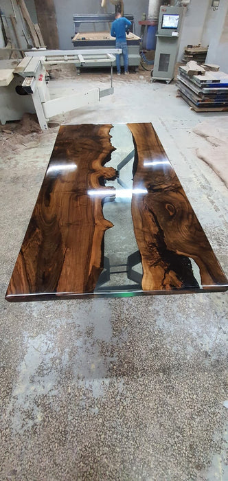 Handmade Epoxy Table, Custom 72" x 36"  Epoxy Table, Wood Resin Shiny Table, Epoxy Walnut Dining Table, Ultra Clear Epoxy Table for Regla