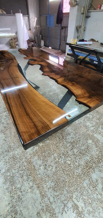 Handmade Epoxy Table, Custom 72" x 36"  Epoxy Table, Wood Resin Shiny Table, Epoxy Walnut Dining Table, Ultra Clear Epoxy Table for Regla