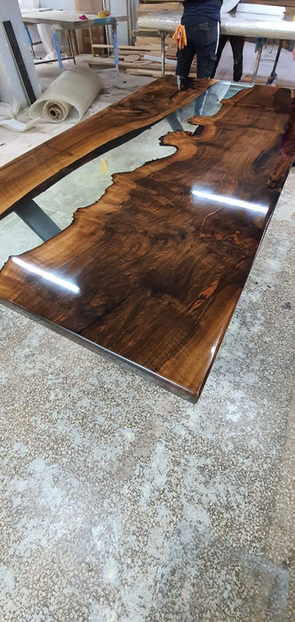 Handmade Epoxy Table, Custom 72" x 36"  Epoxy Table, Wood Resin Shiny Table, Epoxy Walnut Dining Table, Ultra Clear Epoxy Table for Regla