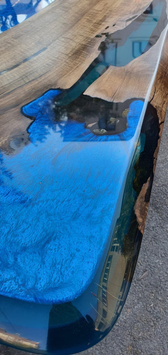 Walnut Dining Table, Epoxy Dining Table, Epoxy Resin Table, Custom 72” x 36” Walnut Metallic Blue, Epoxy River Dining Table Order for Samit