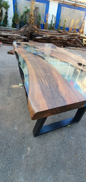 Walnut Dining Table, Epoxy Resin Table, Custom 67” x 35” Walnut Clear Epoxy Table, River Dining Table, Walnut Epoxy Table, Order for Jerzy