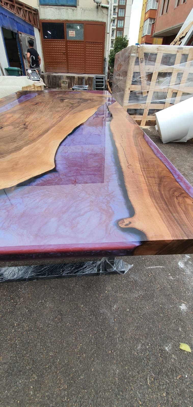 Custom 84" x 42" Epoxy Resin Table, Handmade Pearl Purple Epoxy River Table, Custom Walnut Epoxy Table, Unique Resin Epoxy Table for Erum