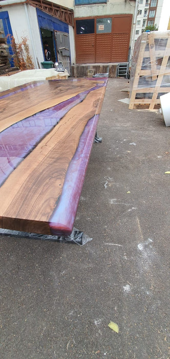 Custom 84" x 42" Epoxy Resin Table, Handmade Pearl Purple Epoxy River Table, Custom Walnut Epoxy Table, Unique Resin Epoxy Table for Erum