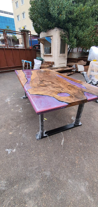 Custom 84" x 42" Epoxy Resin Table, Handmade Pearl Purple Epoxy River Table, Custom Walnut Epoxy Table, Unique Resin Epoxy Table for Erum