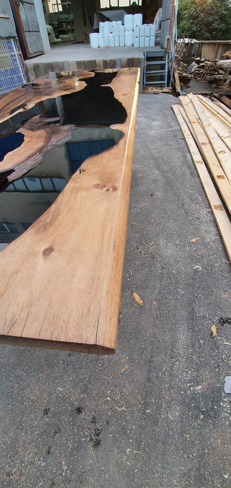 Walnut Dining Table, Custom 84” x 32” Walnut Black Table,  Epoxy Dining Table, River Table, Live Edge Table, Custom Order for Ashley