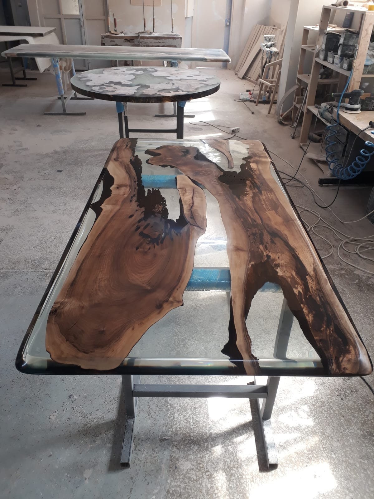 Handmade Epoxy Table, Epoxy Resin Table, Custom 72" x 36" Wood Resin Clear Table, Epoxy Walnut Dining Table, Ultra Clear Epoxy Table