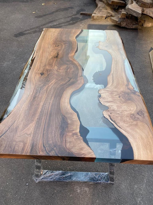 Walnut Dining Table, Epoxy Dining Table, Epoxy Resin Table, Custom 60" x 36" Walnut Table, River Table, Clear Epoxy Table, Order for Jenna K