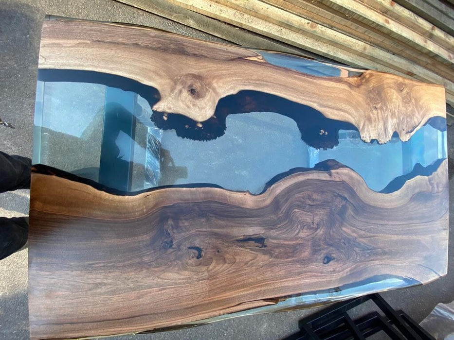 Walnut Dining Table, Epoxy Dining Table, Epoxy Resin Table, Custom 60" x 36" Walnut Table, River Table, Clear Epoxy Table, Order for Jenna K