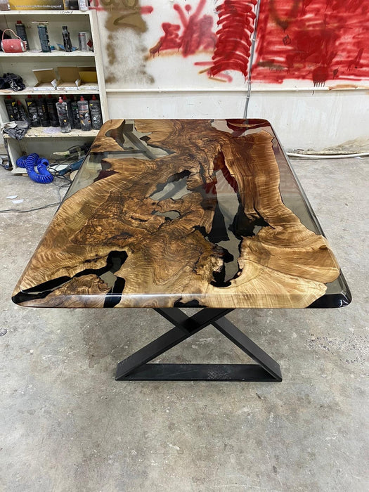 Handmade Epoxy Table, River Table, Custom 60" x 40" Walnut Smokey Gray Table, Epoxy River Table, Epoxy Resin Table, Order for Bethany