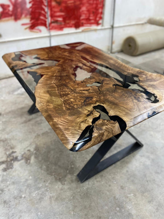 Handmade Epoxy Table, River Table, Custom 60" x 40" Walnut Smokey Gray Table, Epoxy River Table, Epoxy Resin Table, Order for Bethany