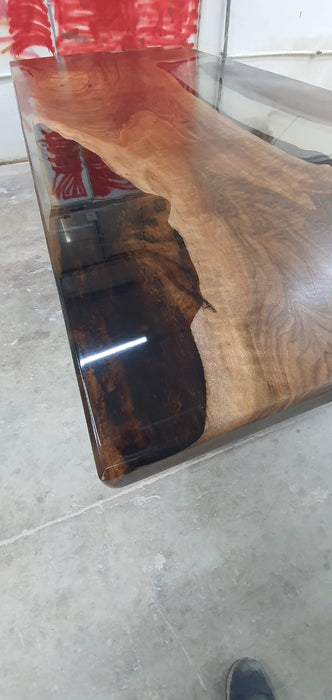 Walnut Dining Table, Epoxy Resin Table, Custom 108” x 48” Walnut Smokey Gray Table, Epoxy Dining Table, River Table, Order for Christina H